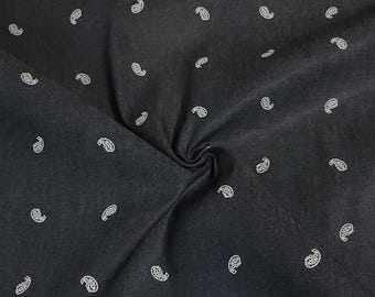 Chambray Paisley Print Fabric, Cotton Woven. Apparel and Home, Sold by 1/2 yard.