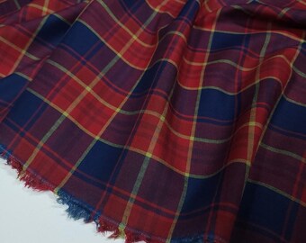 Yarn Dyed Cotton Plaid Shirting Fabric, Deadstock, Sold by the 1/2 Yard