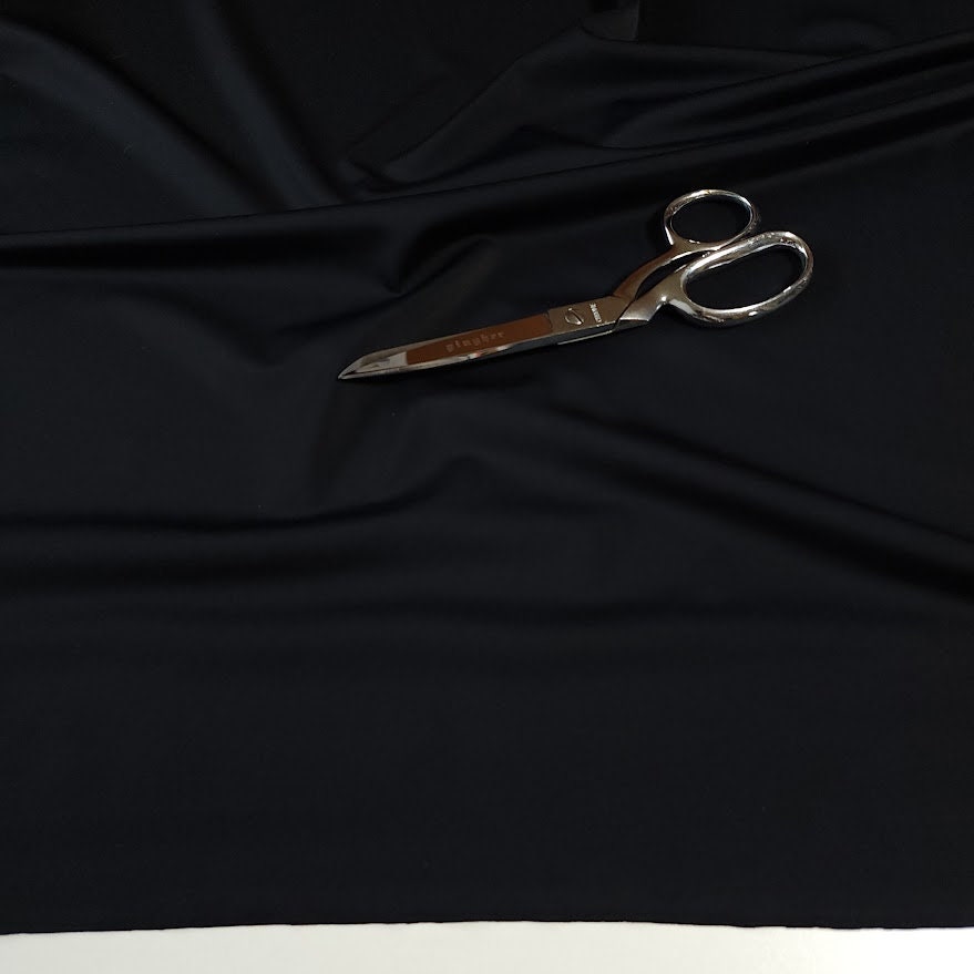 Swim Fabric Solid Black Swimsuit Fabric, Italian Carvico Vita Quality  - Basic Black Swim Material, 4 Way Stretch - Sold by the 1/2 Yard