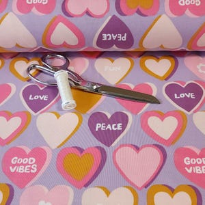 Sweetheart French Terry Knit Fabric, Valentine Heart Fabric, Soft and Fun 4-Way Stretch Fabric Sourced from Europe - Sold by the 1/2 Yard
