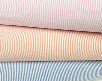 Classic Cotton Seersucker Stripe Fabric, Lightweight Apparel Fabric, Sold by the 1/2 Yard