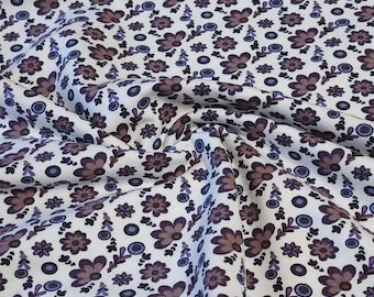 Cotton Spandex Euro Knit: Delicate Dainty Floral Prints on Subtle Tones - Premium 4-Way Stretch, Superior Quality.  Sold by the 1/2 Yard.