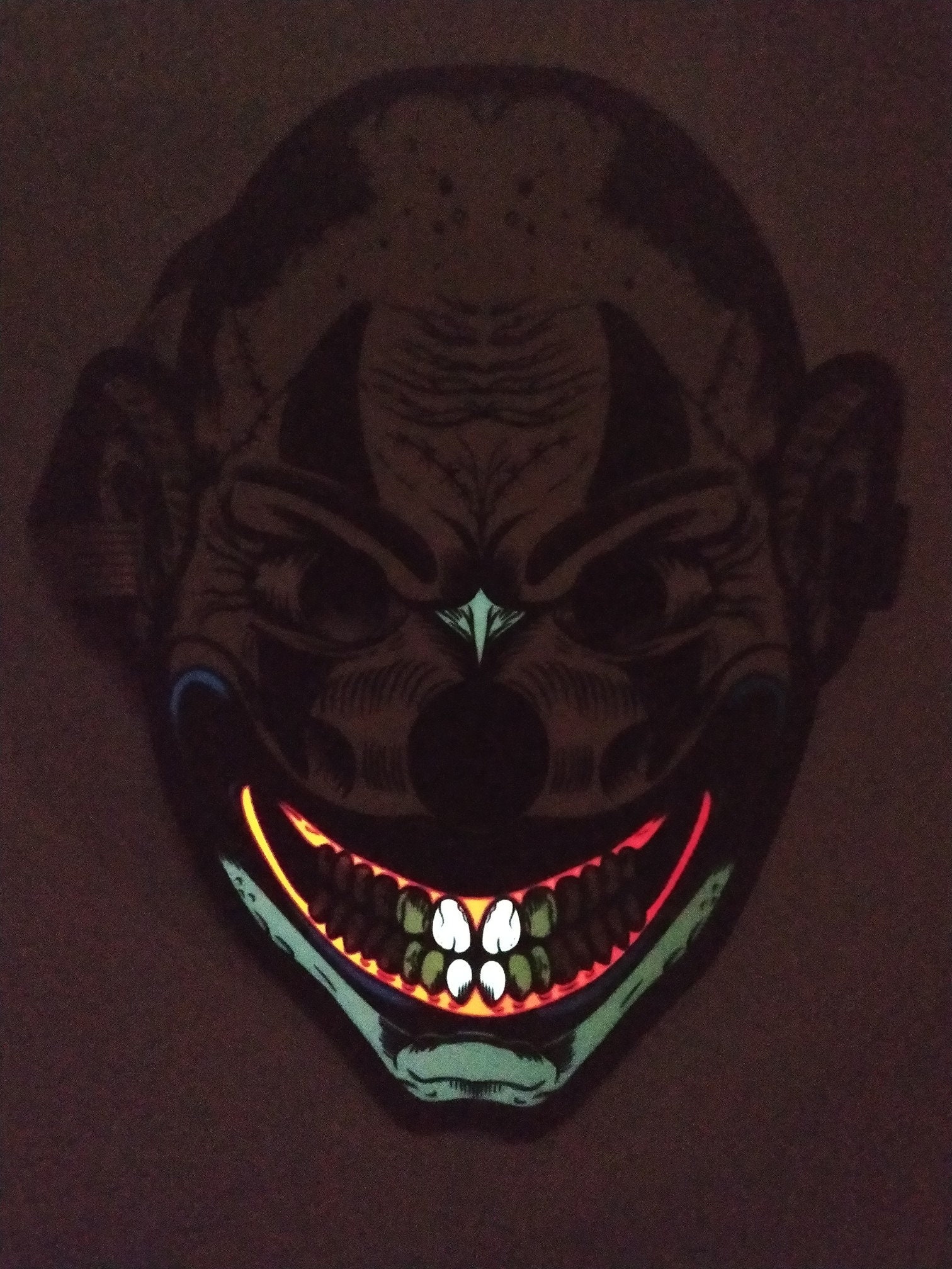 Japanese Style Clown Rave FullFace Mask Flashing Sound Etsy