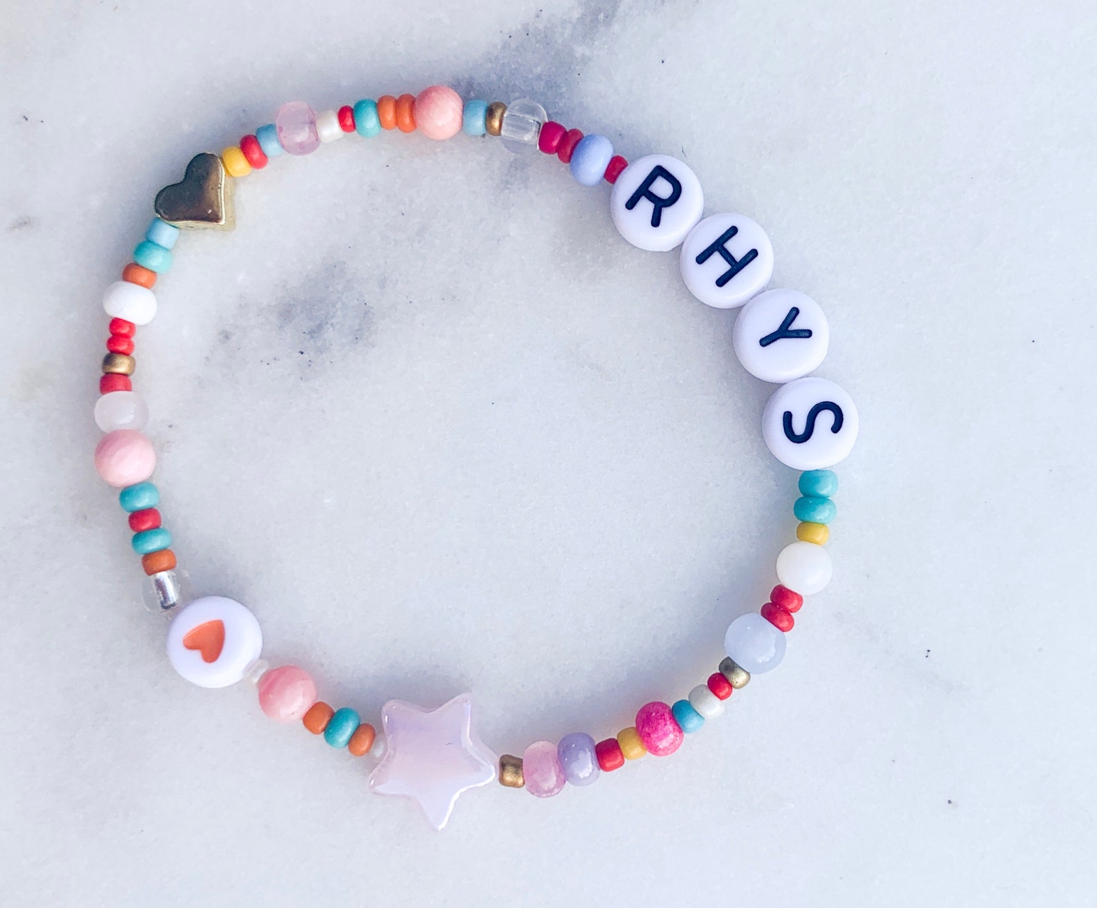 Custom / Personalised beaded text bracelet Made with Etsy