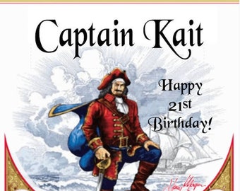DIGITAL Personalised Captain Morgan Spiced Rum Bottle Label - To fit 700ml / 1 litre  bottles - Any Name, Short Message, Date