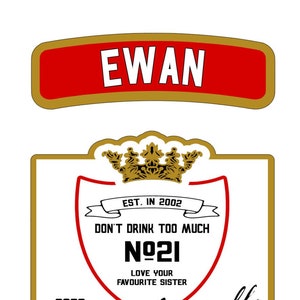 EDIT YOUR OWN Personalised Smirnoff Vodka Bottle Label - To fit 700ml / 1 litre  bottles - Any Name, Short Message, Date