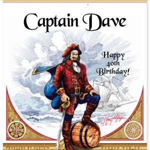 EDIT YOUR OWN Personalised Captain Morgan Spiced Rum Bottle Label - To fit 700ml / 1 litre  bottles - Any Name, Short Message, Date