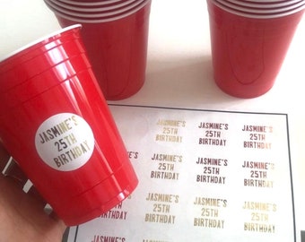Personalised Party Cup Stickers: Foil Transfer, Birthday, Events
