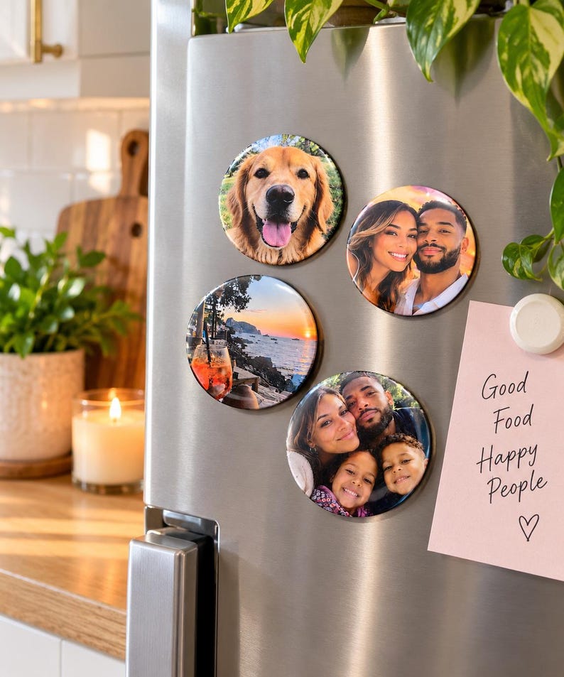 Photo Magnets Insert Personalised Photo Fridge Magnet, Custom 58mm Round Photo Gift, Family ...