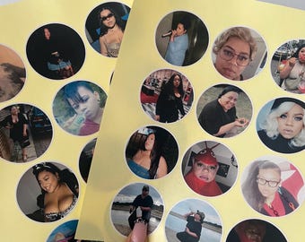 Aangepaste fotostickers | Gepersonaliseerde gezichtsstickers | Feeststickers voor verjaardagen, vrijgezellenfeesten, bruiloften en evenementen