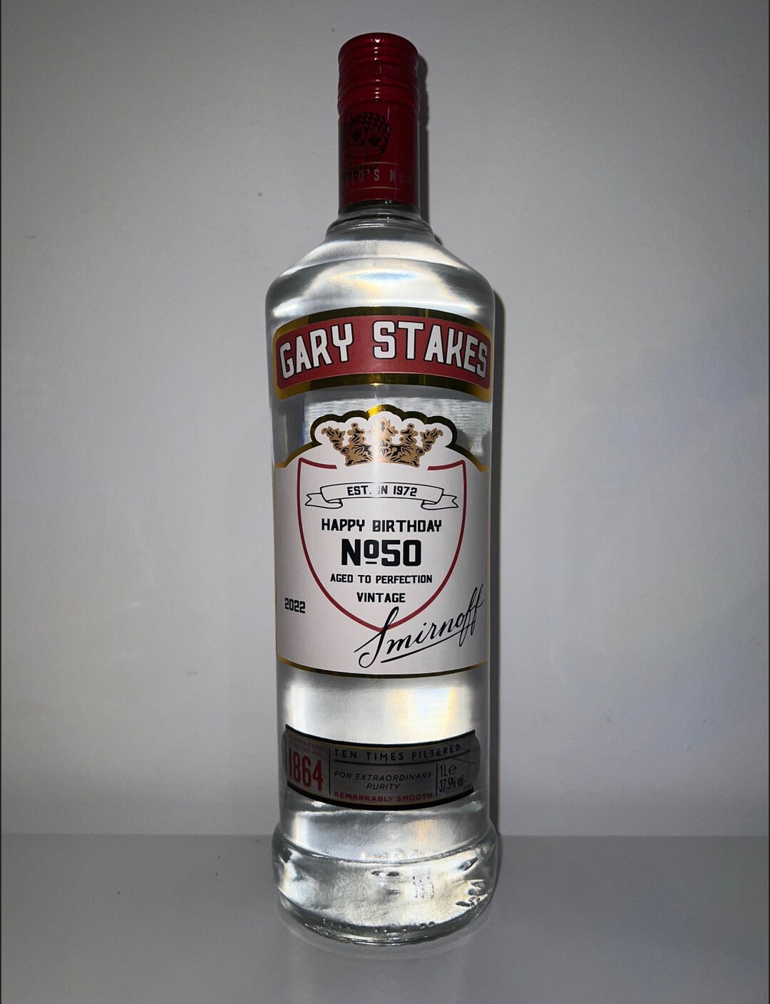 Personalised Smirnoff-Inspired Vodka Bottle Label - Custom Photo Label For Birthdays, Christmas & Events