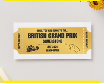 Buono biglietto Gran Premio di Gran Bretagna di Formula 1 / Regalo F1 personalizzato / Weekend di gara di Silverstone / Download digitale