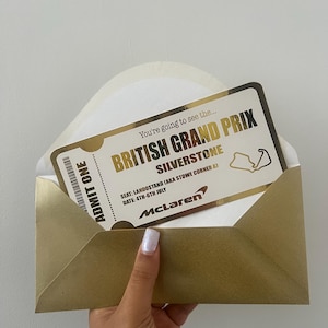 Personalisierte Grand-Prix-Eintrittskarte | Überraschung F1 Racing Ticket | Glänzende Folienfarben | Individuelles Gutschein Geschenk