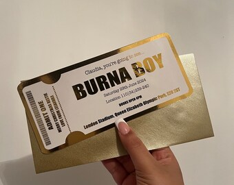 Gepersonaliseerd Burna Boy-concertticket, glanzende foliekleuren, aangepast vouchercadeau