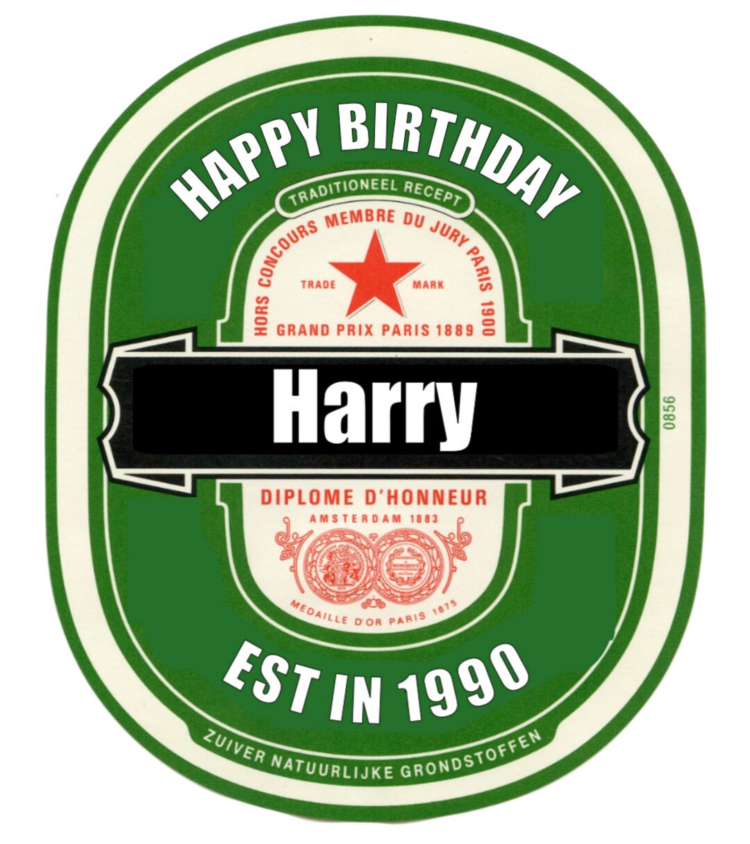 EDIT YOUR OWN Personalised Heineken Bottle Label to Fit 330ml Bottles