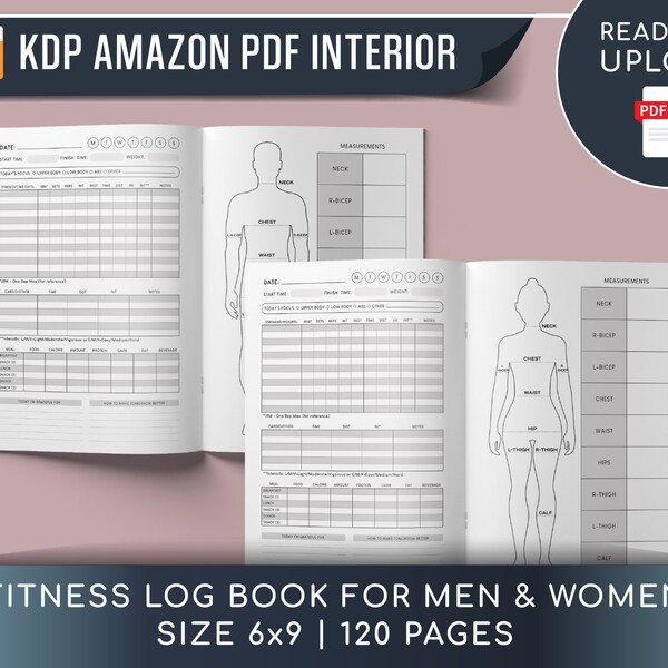 Kdp fitness planner interior etsy