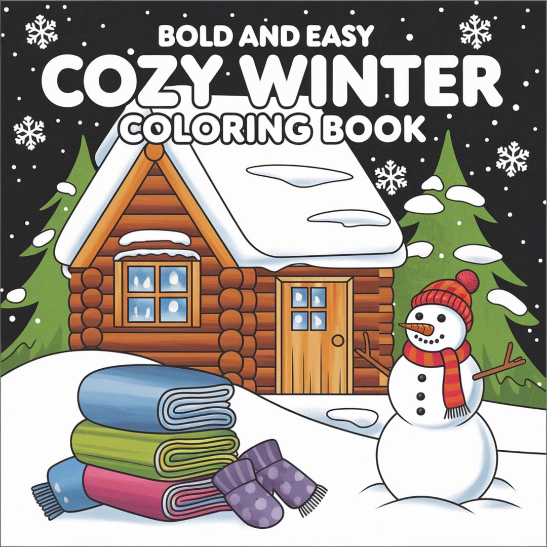 Bold and Easy Winter Coloring Book 120 Cozy Designs Instant PDF Digital ...