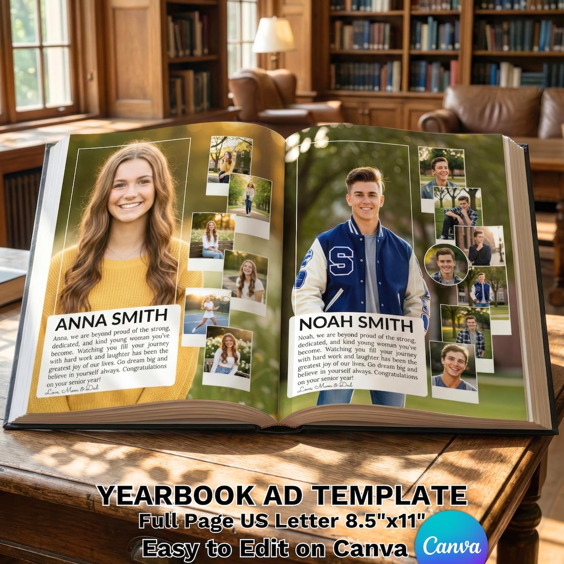 Yearbook Grad Pages. Example Graduation Yearbook Template: Editable Full Page Senior Yearbook Ad ...