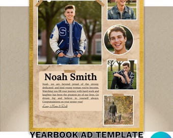 Abschluss-Jahrbuch-Vorlage: Ganzseitiges Senior High School-Jahrbuch Ad Tribute (Canva)