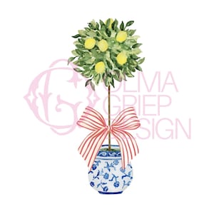 Topiaria Chinoiserie Limão com Laço de Natal