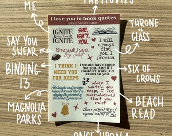 Book quotes sticker sheet