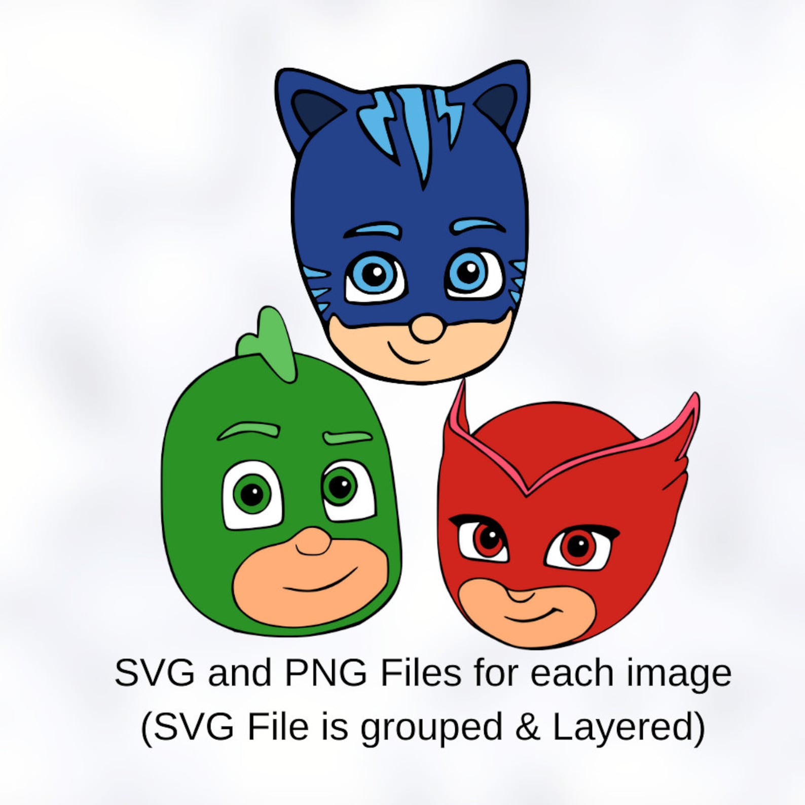 Cricut Cutting File PJ Masks svg PJ Masks faces Grouped Etsy