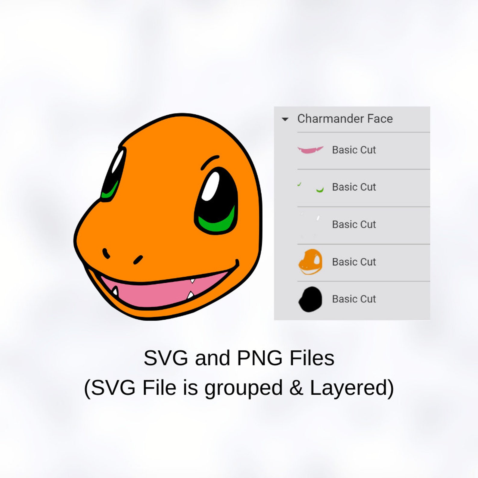 Download Charmander Face SVG Pokemon svg Grouped SVG Layered SVG | Etsy