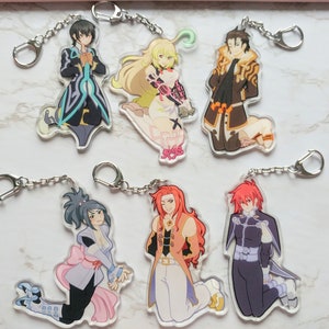 Tales of Xillia Symphonia Tied Up Acrylic Keychains Charms earphone/earbud holder sexy anime Jude Alvin Milla Sheena Zelos Kratos