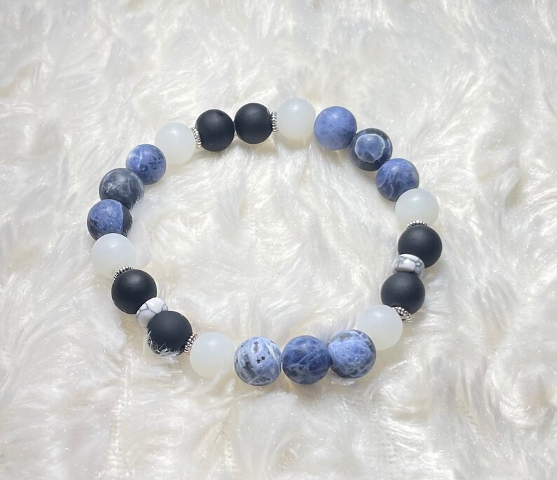 black and white bracelet Matte blue