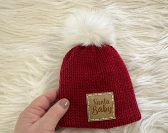 SHOP CLOSING 4/30- Baby Infant generic beanie, Baby Hat, Santa Baby beanie, red beanie, red 1-3 mo baby hat, red hat, infant baby beanie