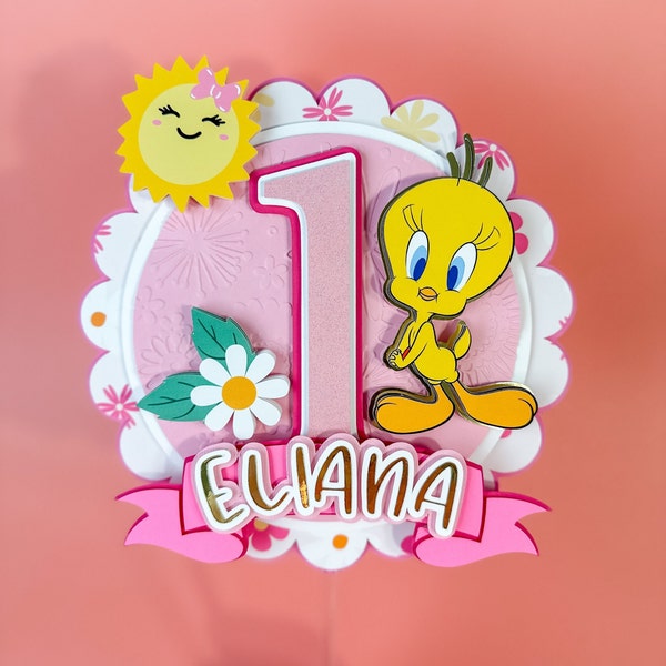 Tweety Cake Topper | Yellow Bird Decor | Girl Party Decor