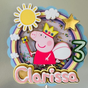 Peppa Pig Fairy Birthday Cake Topper | Girls Birthday Decor | Shaker Style Cake Topper | Peppa Pig Cake Topper