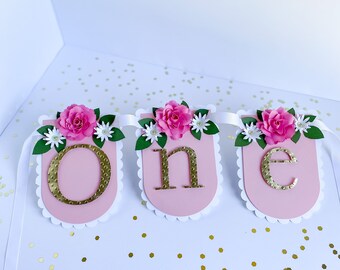 One Banner, High Chair Banner, Floral Party Décor, Boho Banner, Custom Banner, Floral Décor, 1st Birthday Banner