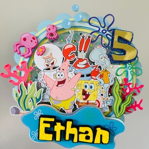 Spongebob Birthday Cake Topper | Custom Spongebob Party Decoration
