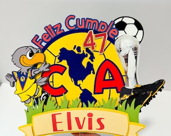 Personalized Club America Cake Topper | Las Aguilas Soccer Party