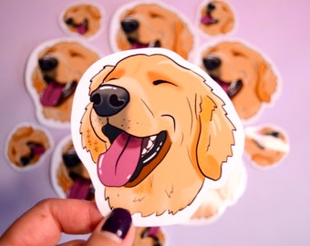 Happy Golden Retriever Smiley face sticker, dog sticker