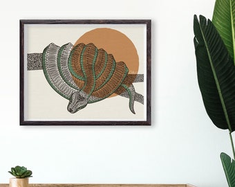 Coiled Emerald Tree Boa (Patterned Snake) Giclée Art Print
