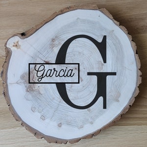 Monogram Wood Slice Sign