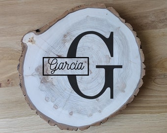 Monogram Wood Slice Sign