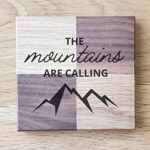 Mountain Two Tone Wood Coasters Set, Rustic Dual Wood Coasters, Two Tone Drink Coasters, Mountain Coasters, Coffee Coasters, Beer Coaster