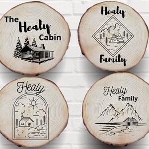 Mountain Cabin Wood Slice Sign