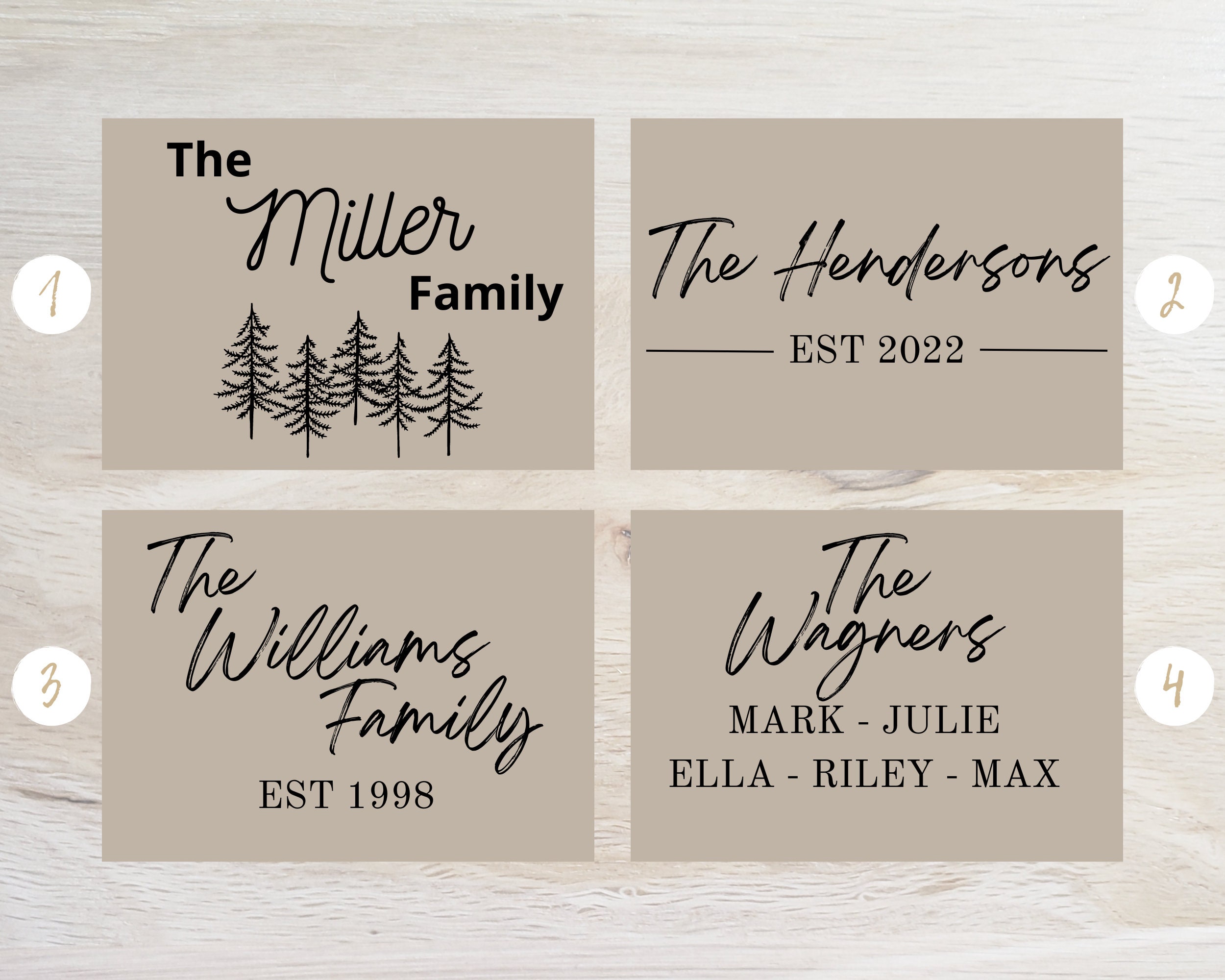 Rustic Family Tree Sign Personalized Rustic Wood Sign, Monogram Rectangle Sign, Family Sign ...