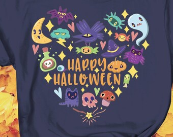 Happy Halloween witches tshirt, kawaii halloween, womens costume, trick or treat, cute scary halloween shirt, womens premium Unisex T-Shirt