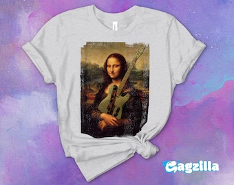 Guitar t-shirt | guitarist gift | girl with guitar shirt | Mona Lisa with telecaster shirt | Telecaster Premium Unisex T-Shirt