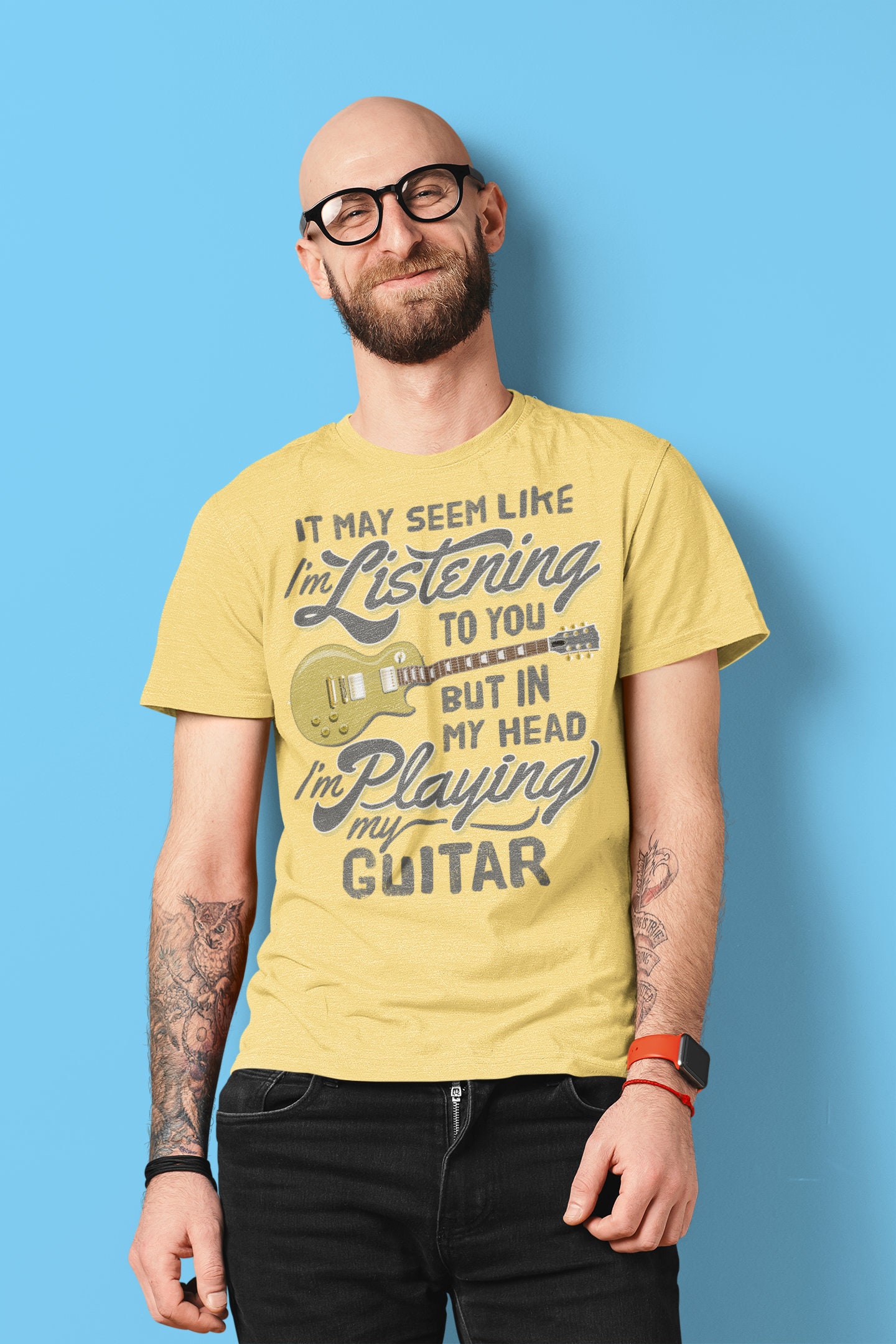 T-shirt Papa Guitariste - Cadeau Fête Des Pères Original - Accords De Guitare Imprimés