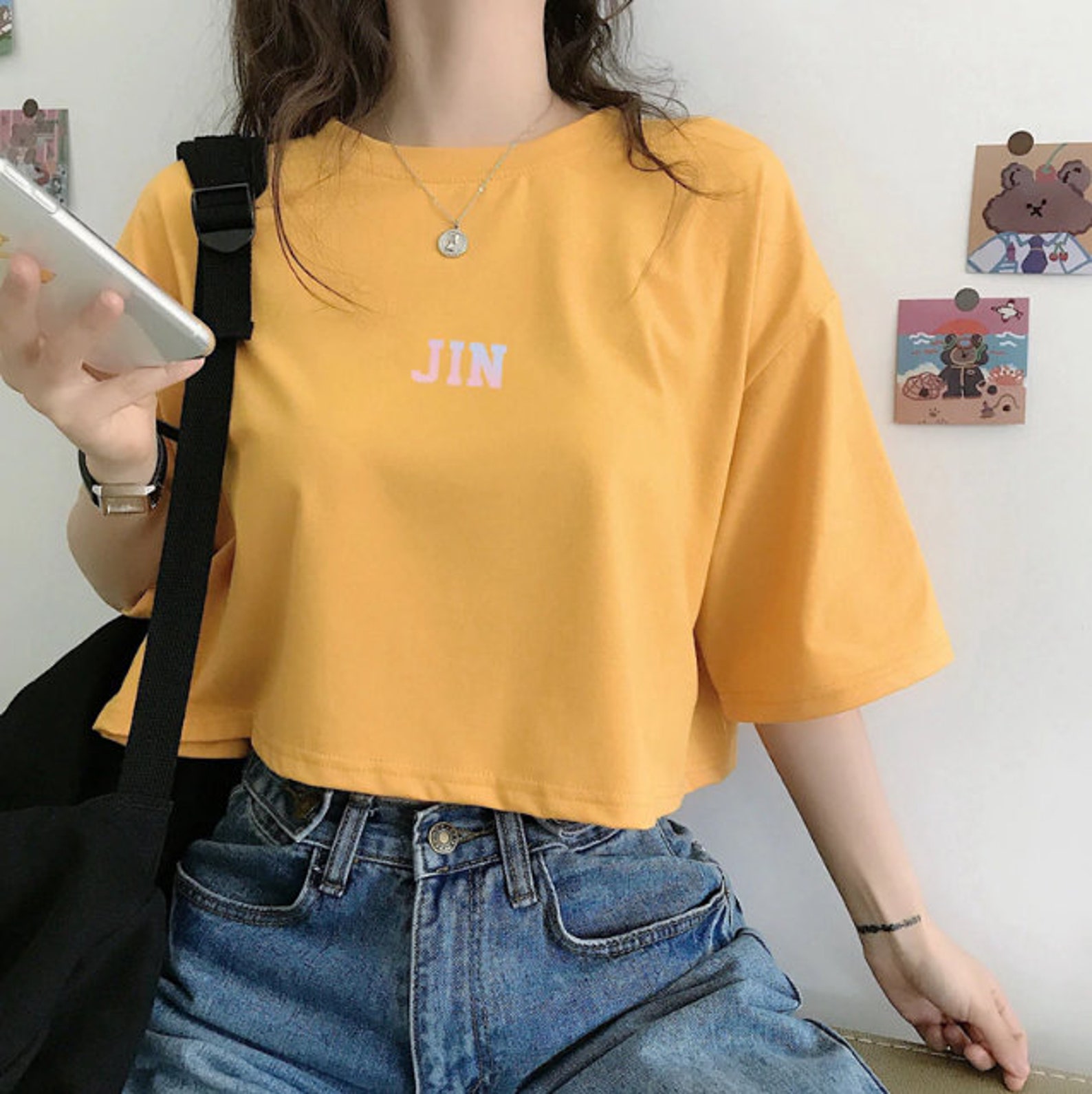 Jin Crop top tee T shirt Bangtan Boys BTS Tout Merch Logo Kpop | Etsy