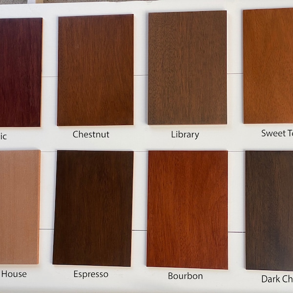 Mahogany Mantel Finish Samples - full credit will be applied to mantel purchase