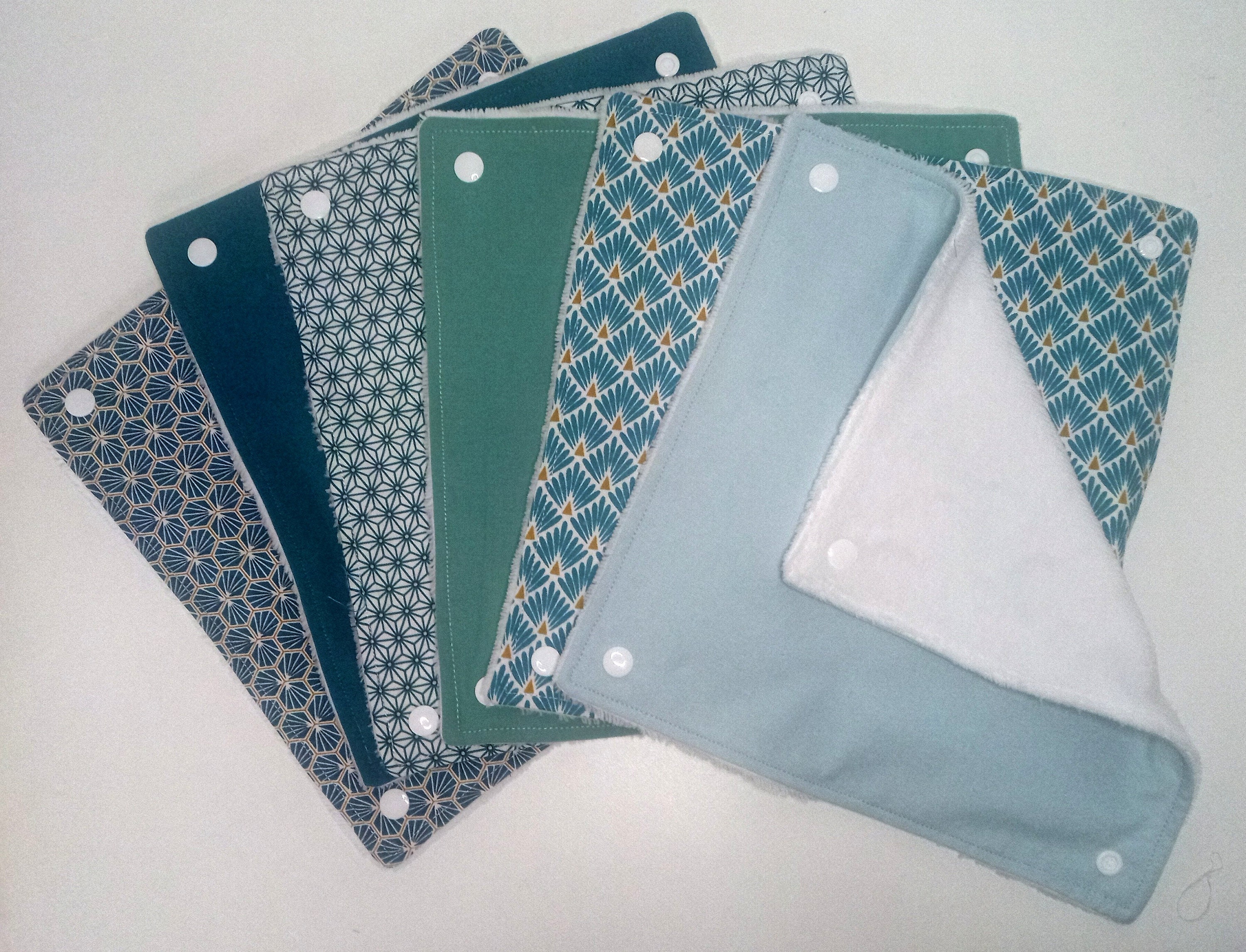 6 Feuilles d'essuie-Tout Lavables avec Pressions