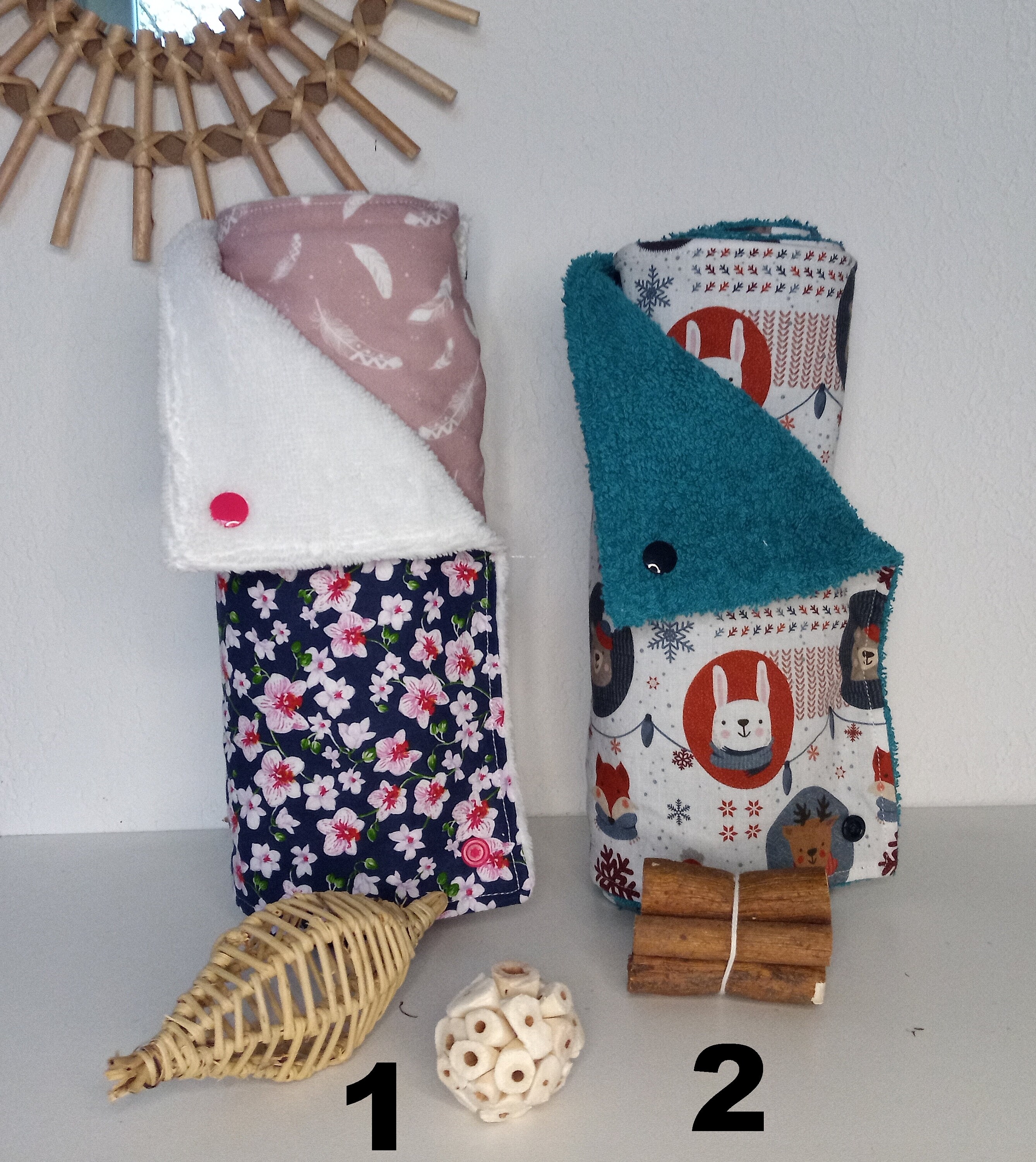 6 Feuilles d'essuie-Tout Lavables avec Pressions