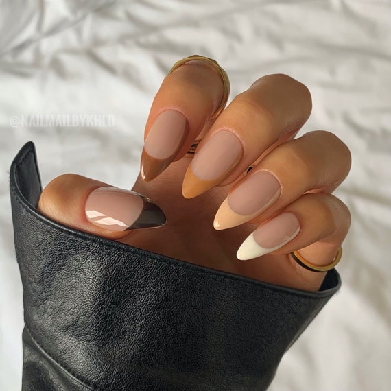 MAE Reusable Hand Painted Press on Nails Nude Brown Caramel - Etsy MAE Reusable Hand Painted Press on Nails Nude Brown Caramel - Etsy
